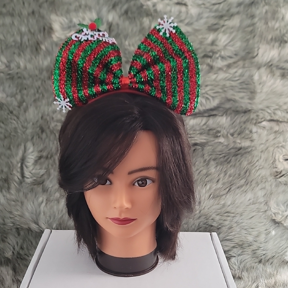 Festive Red and Green Striped Headband
